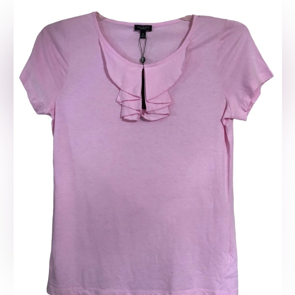 Light pink ruffle shirt sleeve top size M